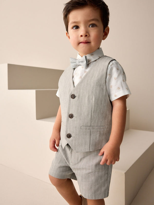 Neutral Bear Pinstripe Waistcoat/Shirt/Shorts & Bow Tie Set (immediate)