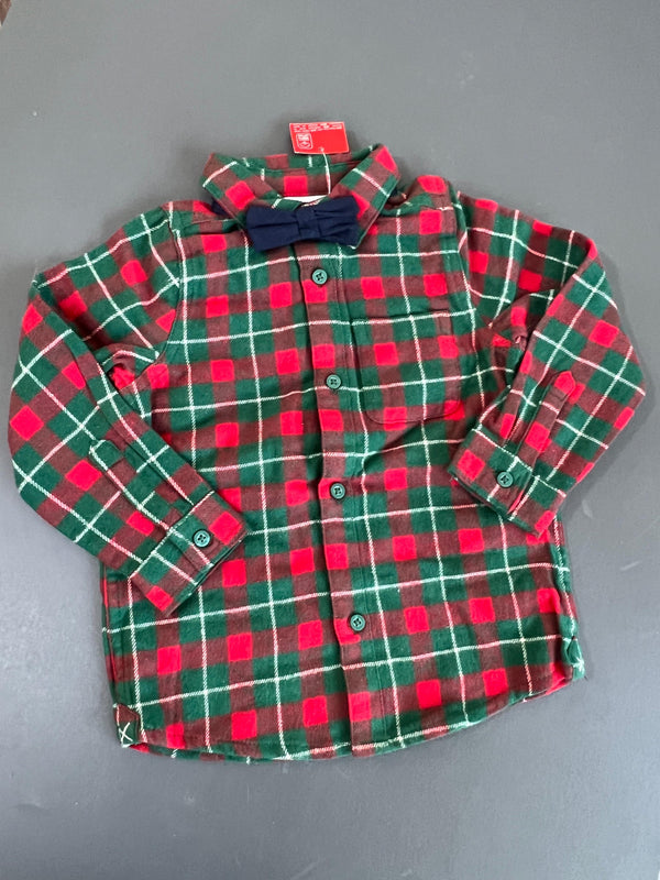 So Cute Green/Red Check Bow Christmas Shirt immediate