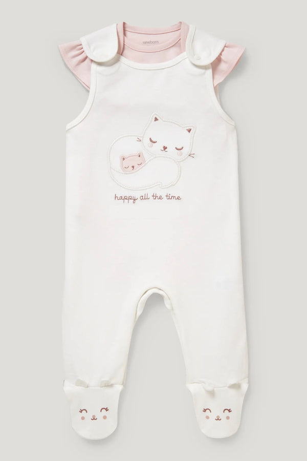 C&A 100%Cotton Dungaree and Bodysuit Set immediate
