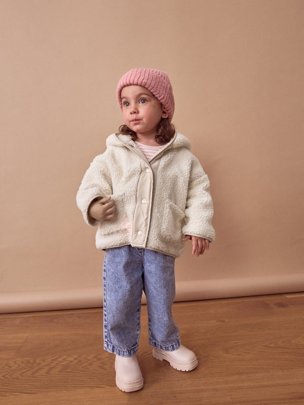 Cream Hooded Zip Fleece Jacket (immediate)