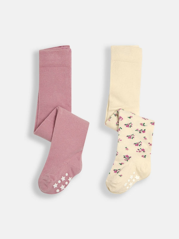 JoJo Maman Bébé Pastel Pink 2-Pack Cotton Rich Tights immediate