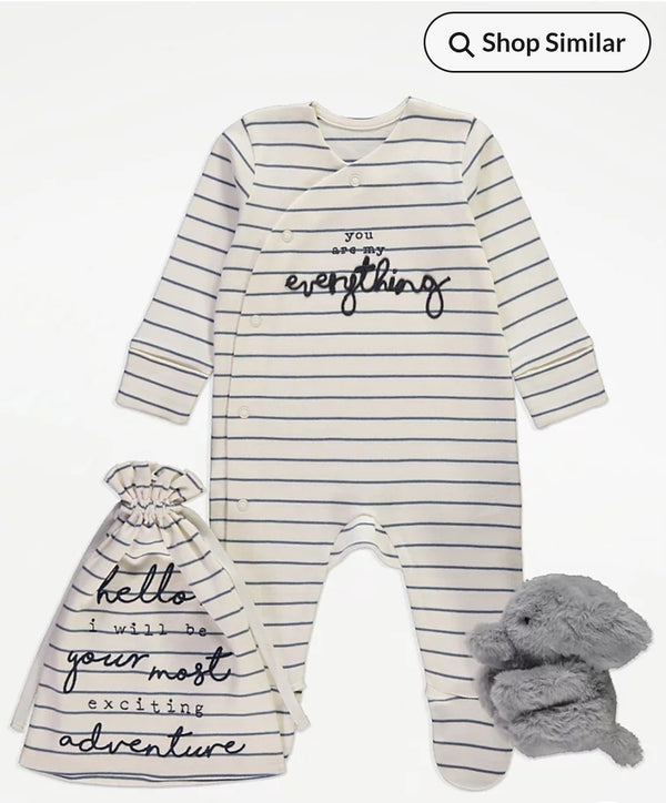 George Striped Sleepsuit and Toy Bagged Gift Set (immediate)
