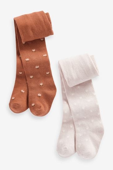 Neutral Flower 2 Pack Baby Tights immediate