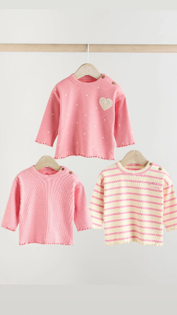 Pink 3 Pack Long Sleeve Tops