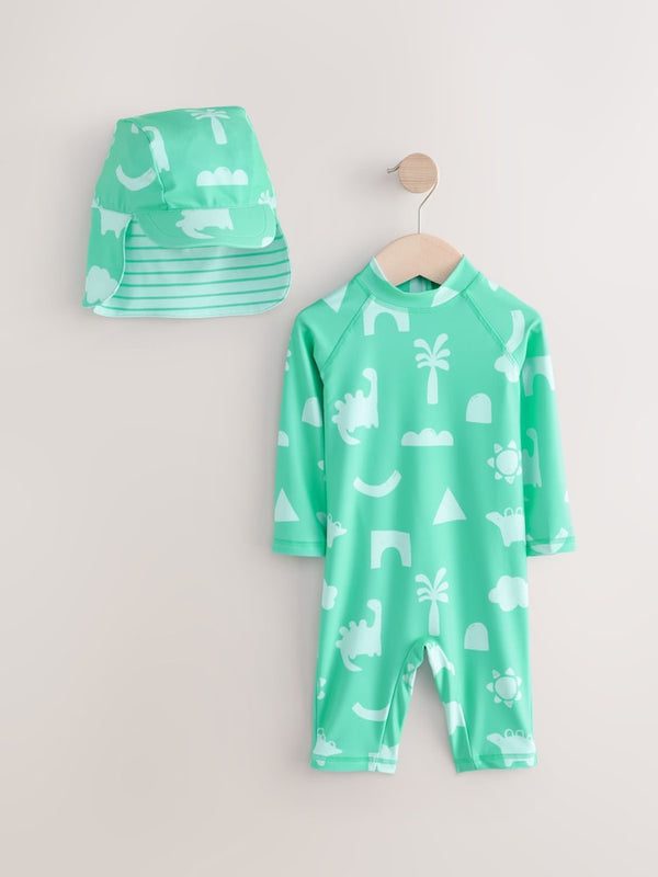 Green Sunsafe Swimsuit and Hat Set immediate