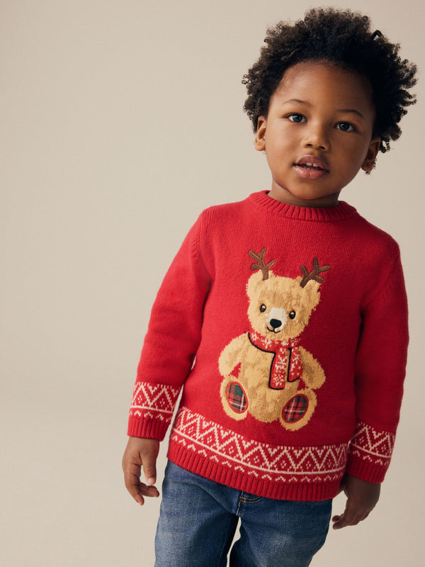 Red bear Christmas jumper immediate