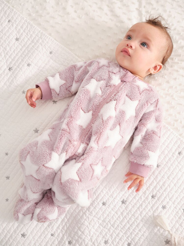 Pink Fleece Baby Sleepsuit immediate