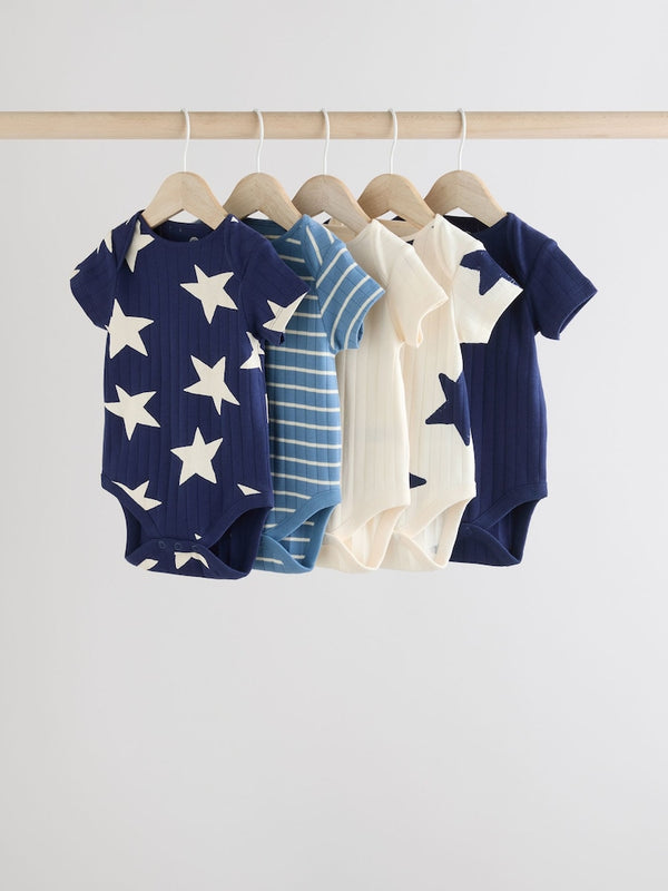 Blue 5 Pack Baby Short Sleeve Bodysuits immediate