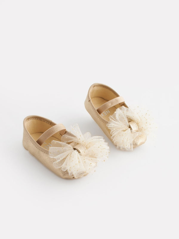 Gold Baby Bow Occasion Shoes(immediate)