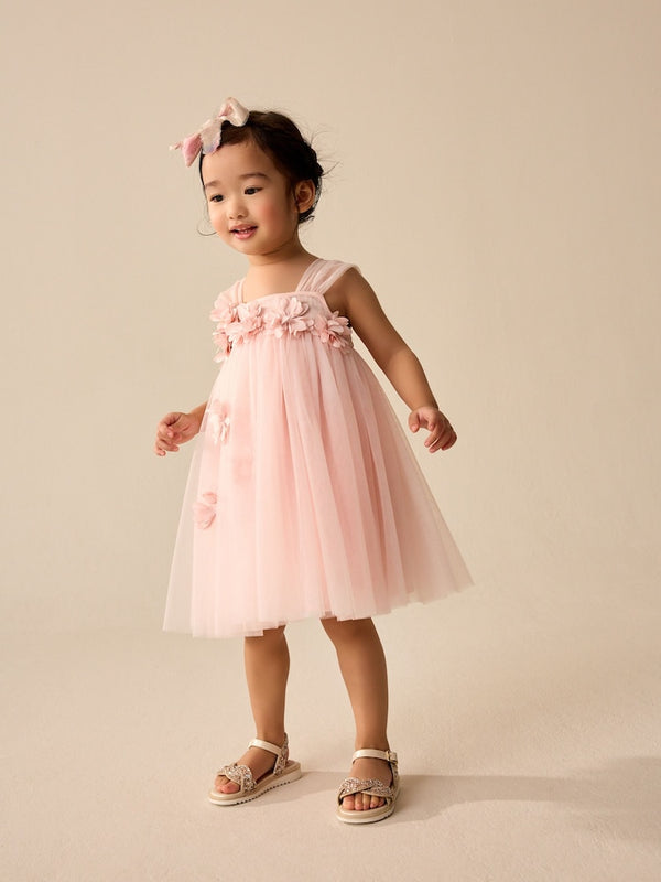 Pink Sleeveless Mesh Party Dress(immediate)