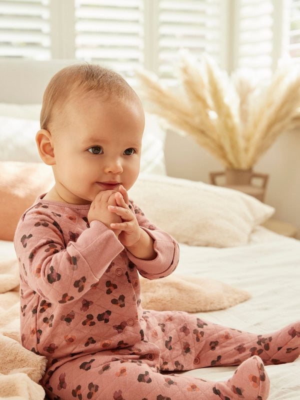 Pink Quilted Baby Sleepsuit immediate