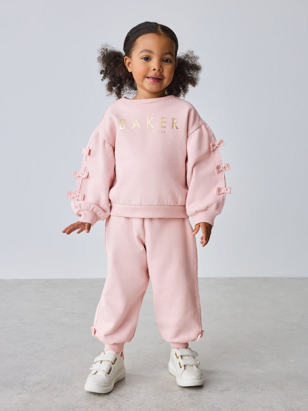 Baker by Ted Baker Blue 2 Piece Side Bow Detail Sweat & Joggers Set immediate