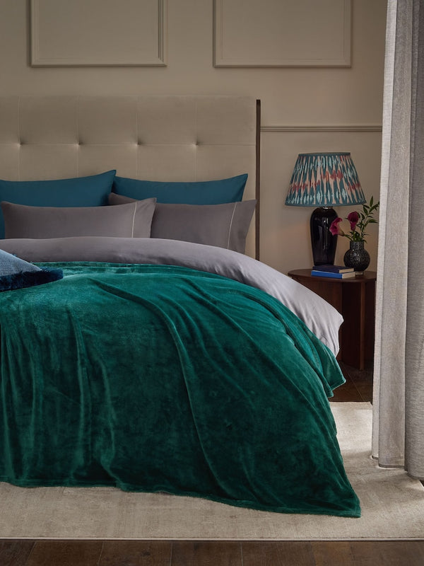 Teal Blue Plush Fleece Throw immediate