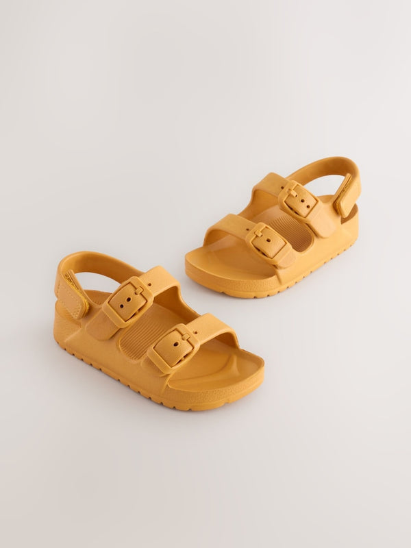 Yellow Double Buckle Ankle Strap EVA Sandals(immediate)