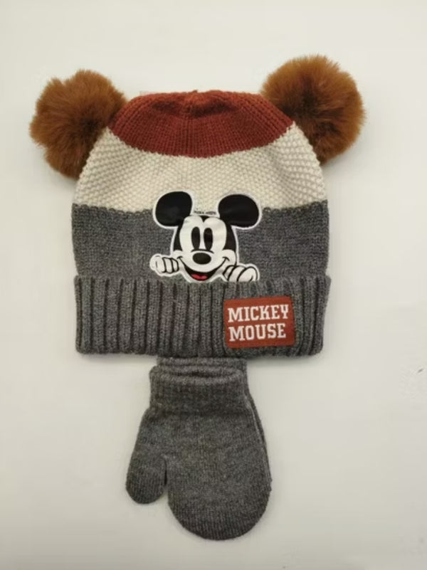 Primark Mickey Applique and Strips Knitted Hat