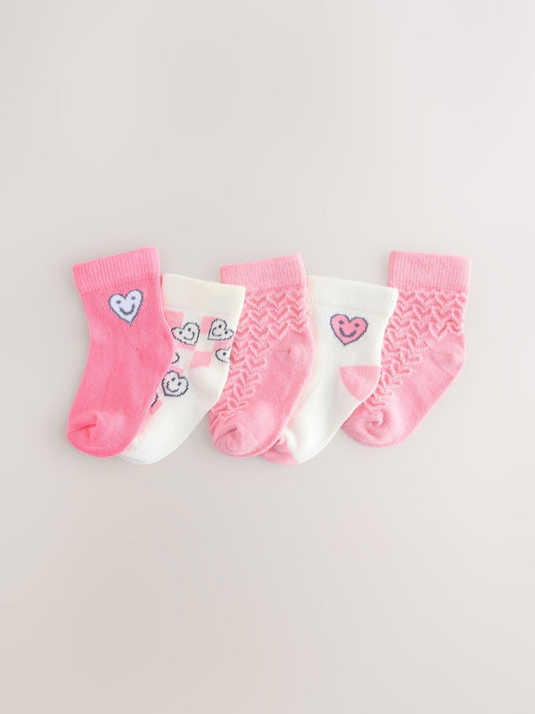 Pink Face Baby Socks 5 Pack immediate