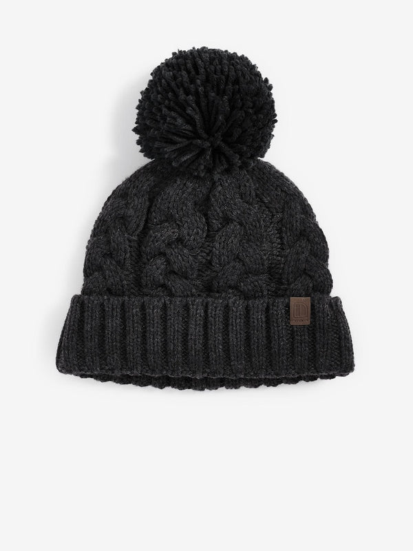 Dark Grey Knitted Pom Hat immediate