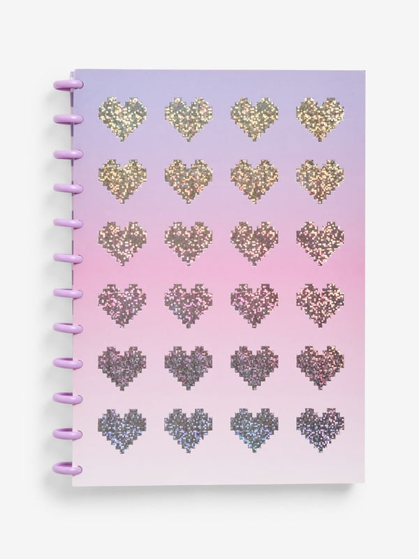 Pink/Purple A4 Lined Heart Print Notebook(immediate)