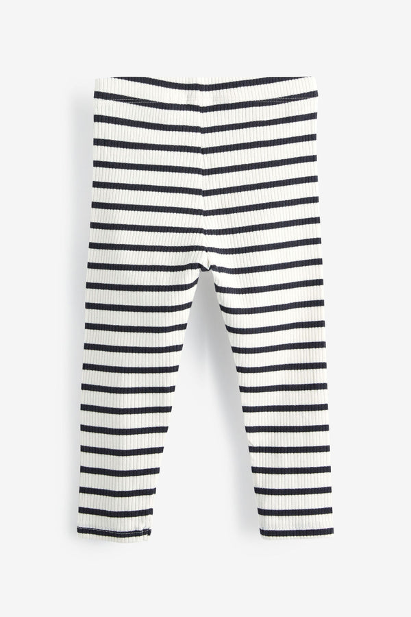 Copy Black/Cream Stripe Rib Jersey Leggings