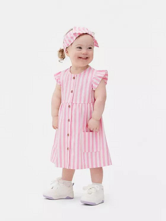 Primark Pink Stripe Dress and Headband Set