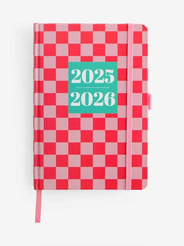 Pink/Red Chequerboard A5 Mid Year Diary(immediate)