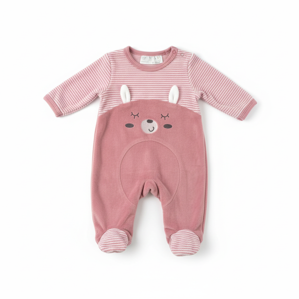 Velour Bunny Sleepsuit immediate
