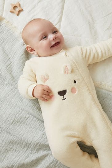 Cream Fleece Baby Sleepsuit immediate