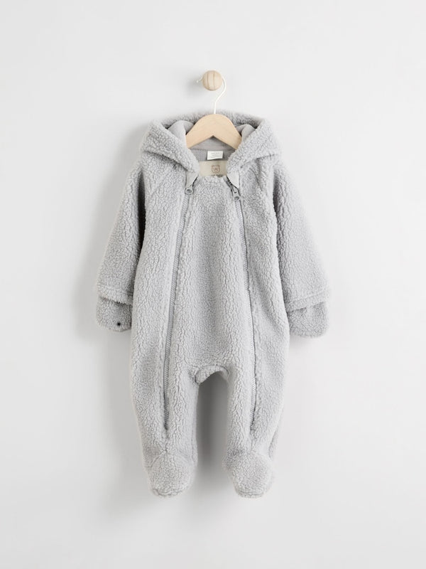 Grey Cosy Borg Bear Baby Pramsuit(immediate)