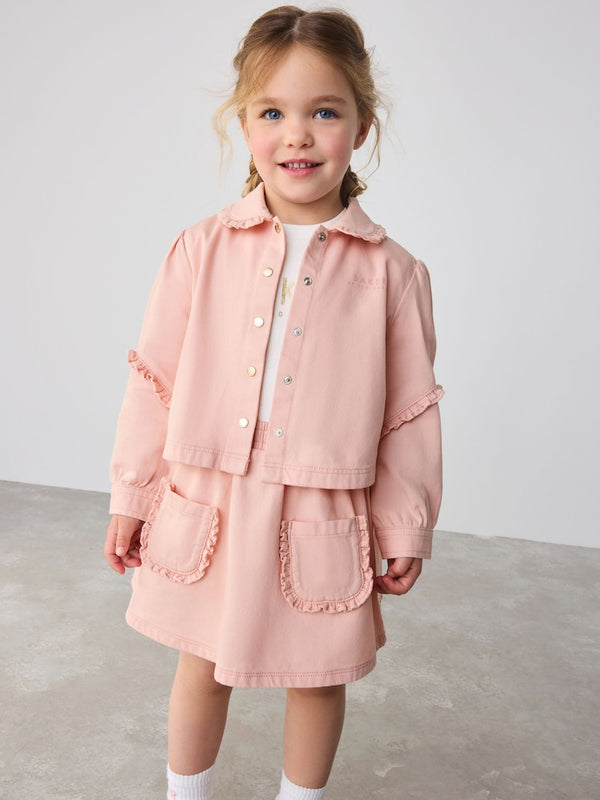 Baker by Ted Baker Pink Woven Frill 100% Cotton Jacket, T-Shirt and short