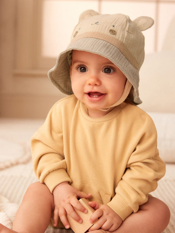 Neutral Bear Bucket Baby Hat immediate