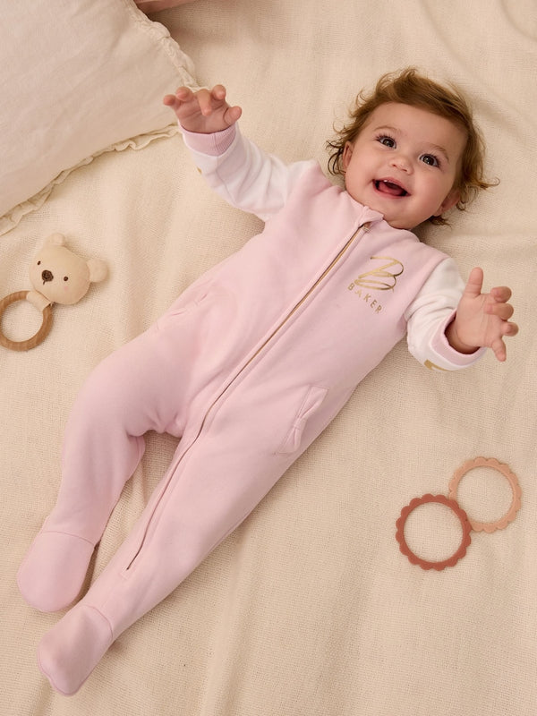 Baker by Ted Baker Pink Varsity 100% Cotton Pramsuit(immediate)