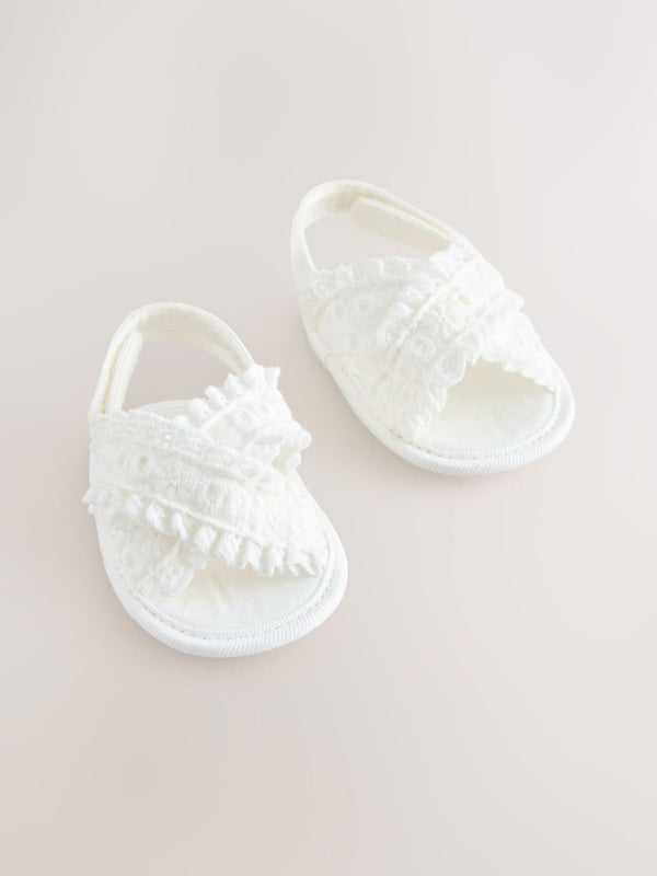 White Broderie Baby Sandals immediate
