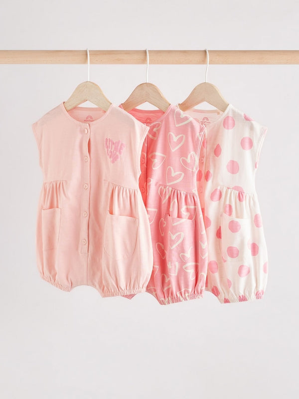 Pink and White Baby Rompers 3 Pack(immediate