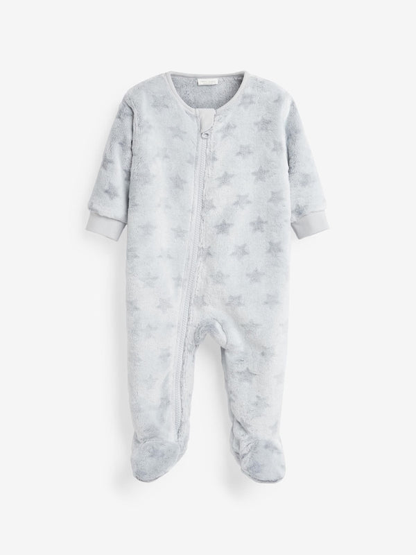 Grey Star Fleece Baby Sleepsuit immediate