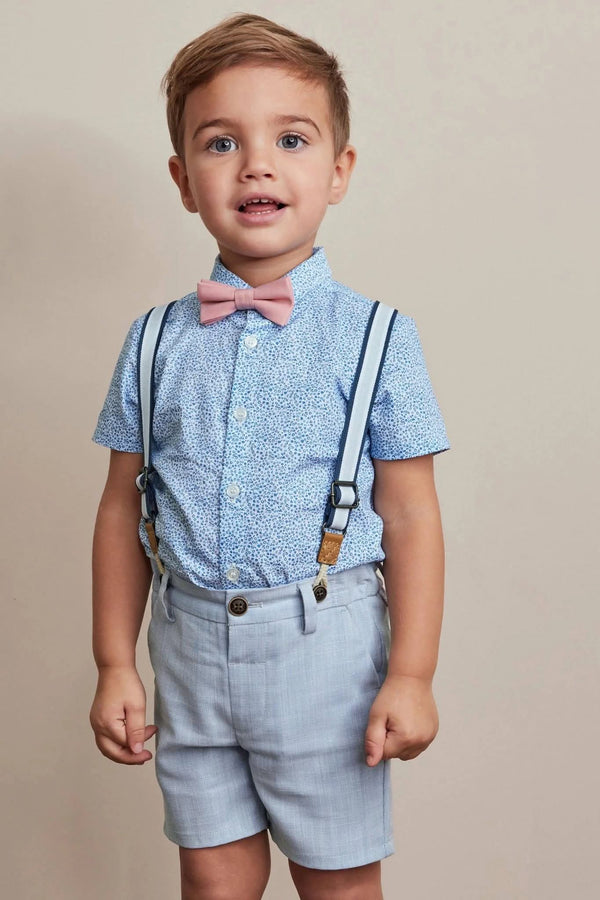 Blue Floral Shirt Short Braces and Bow Tie Set immediate