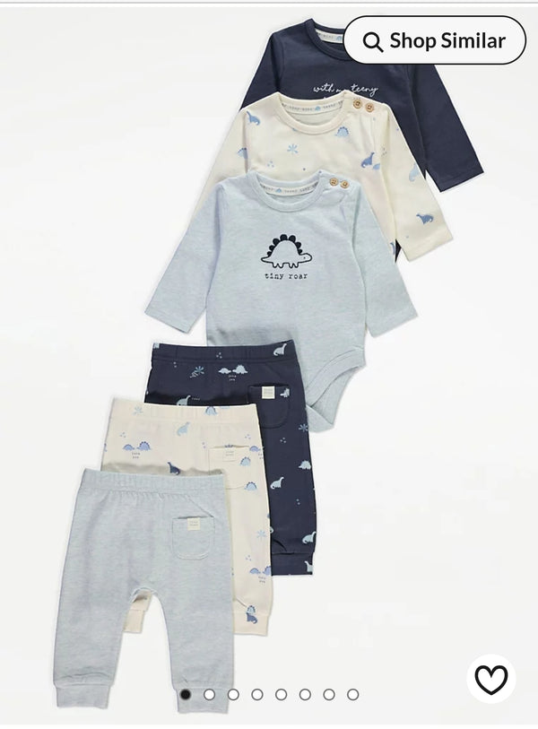 George Dino 6 Piece Bodysuits and Leggings Set