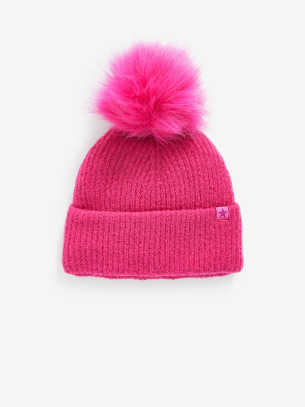 Bright Pink Pom Pom Beanie Hat immediate
