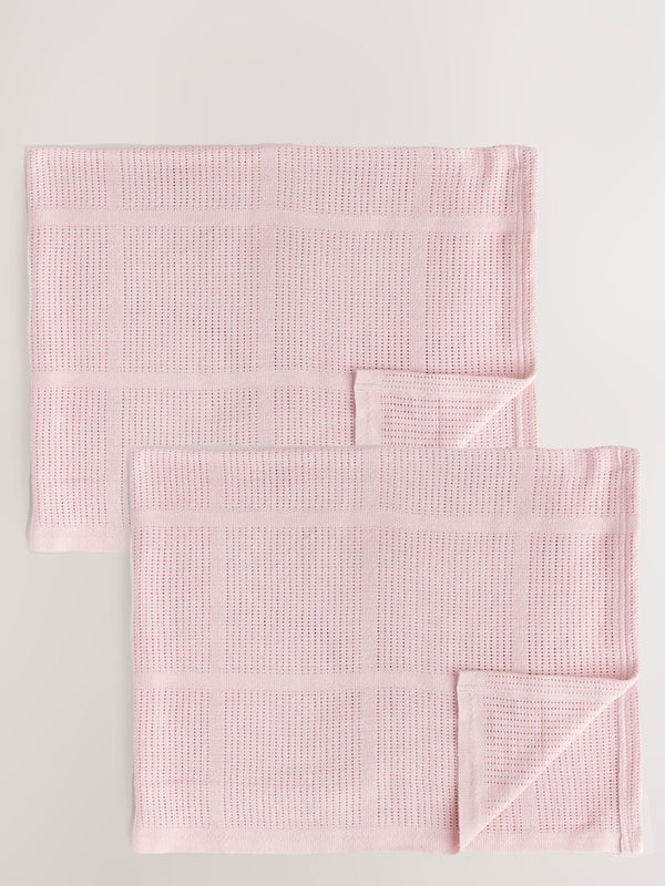 2 Pack Pink 100% Cotton Baby Cellular Blanket immediate