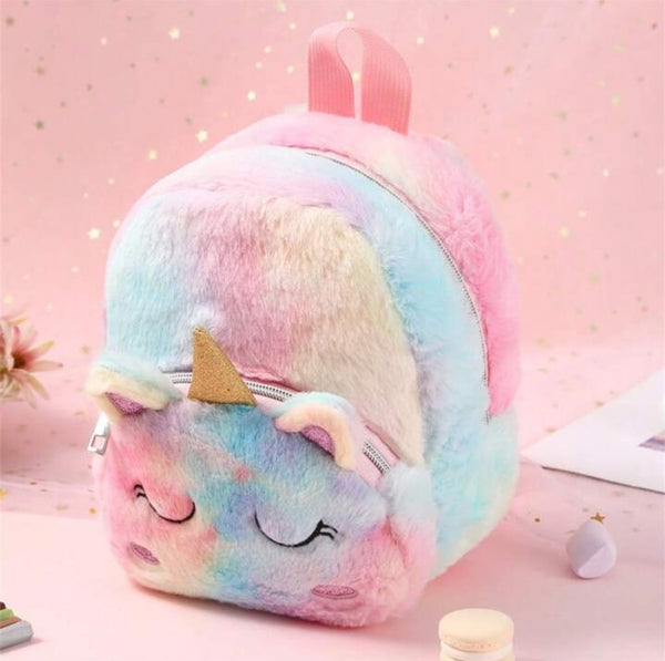Casual Plush Backpack, Cute Mini Unicorn Cartoon Plush Backpack immediate