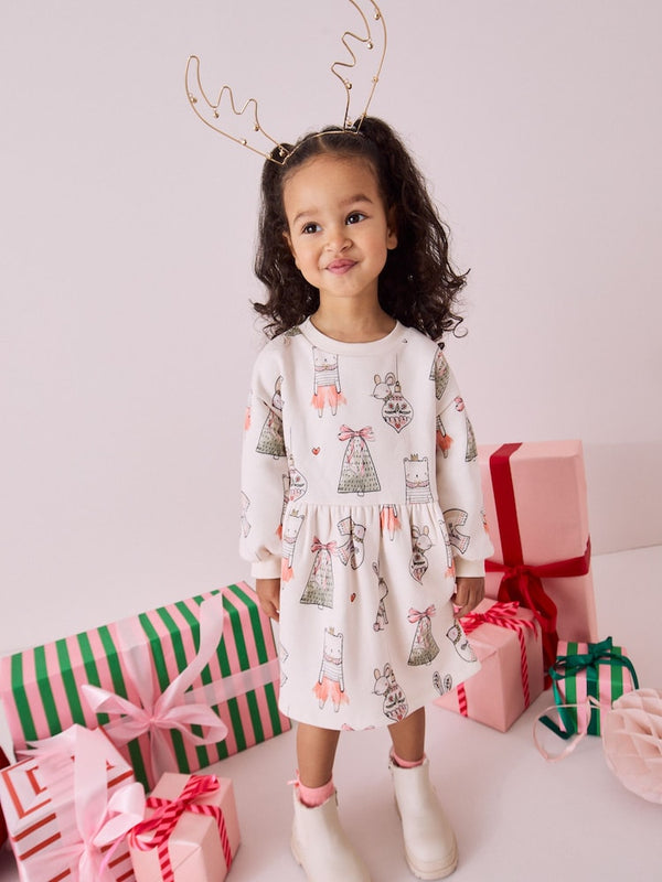 Cream Christmas Sweat Dress (immediate)