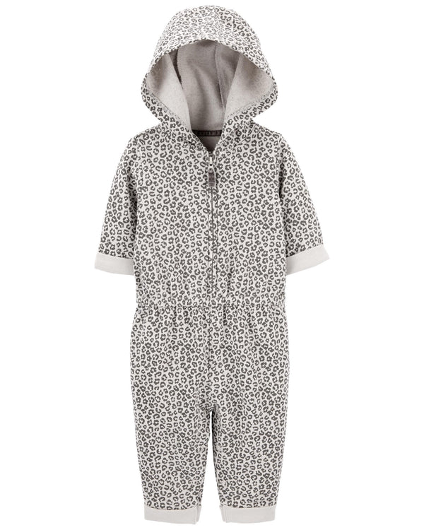 Carter's Grey Hooded Leopard Jumpsuit
