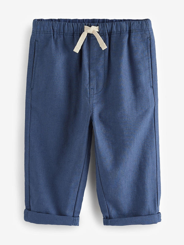 Navy Blue Linen Blend Trousers immediate