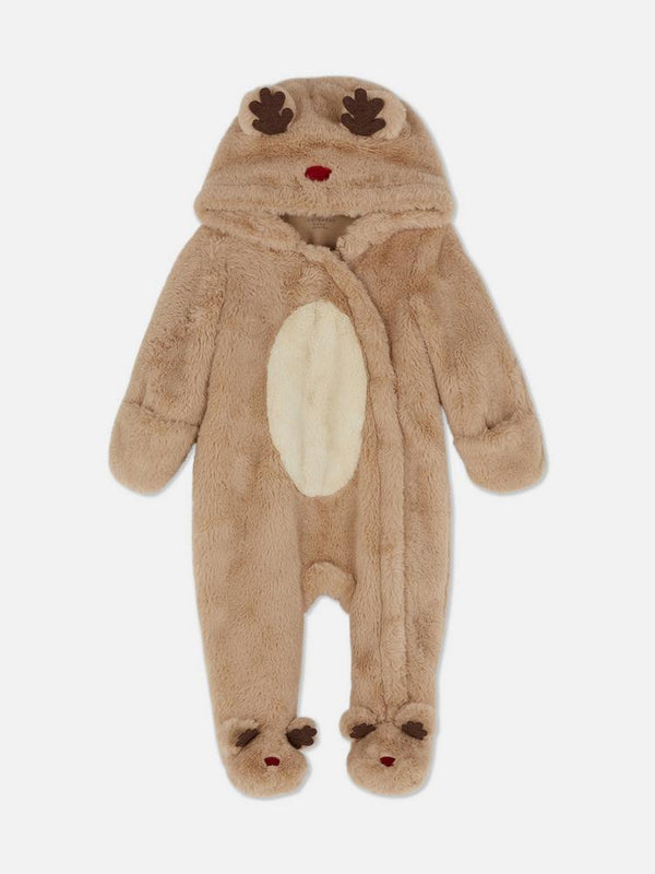 Primark Fleece Christmas Reindeer Newborn Pramsuit