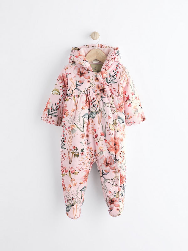 Floral Corduroy Baby All-In-One Pramsuit (immediate)