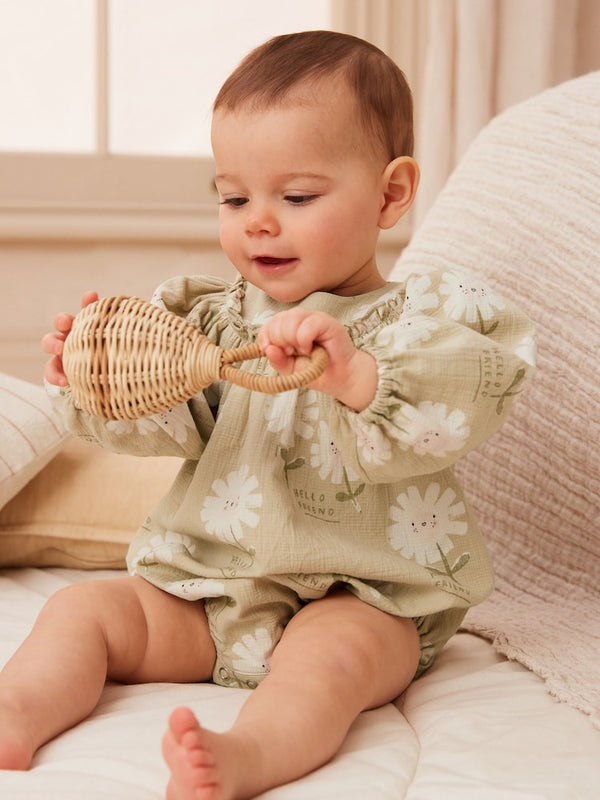 Sage Green Baby Bloomer Romper immediate