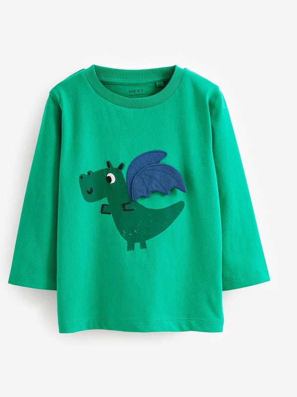 Green Dragon Long Sleeve Character T-Shirt immediate