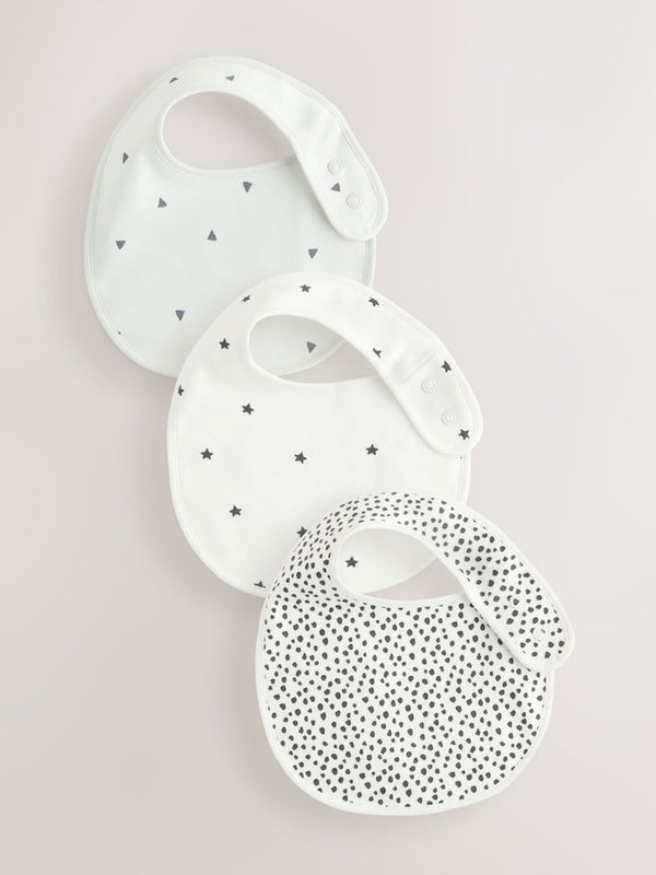 Black/White Regular 100% Cotton Baby Bibs 3 Pack immediate