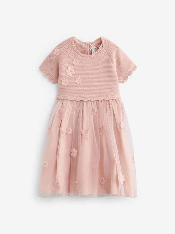 Pink 2-In-1 Embroidered Mesh Occasion Dress Immediate