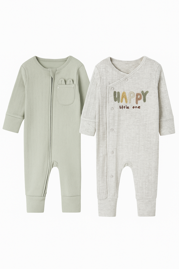 Primark "Happy little one" 2 Pack 100 % Cotton Sleepsuits