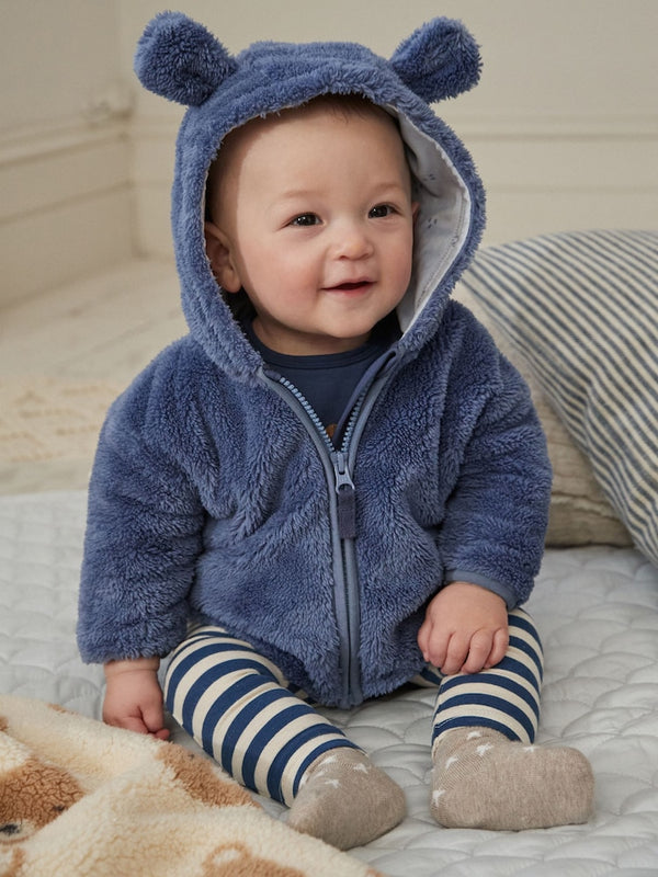 Navy Baby Cosy Fleece Jacket with 3d Ears (immediate)